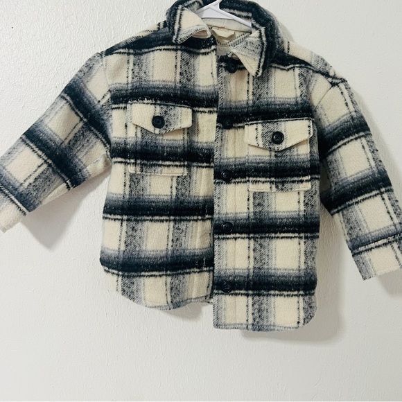 GAP Other - GAP Kids Size XS Plaid Shacket Black and White EUC Preppy Casual Flap Pockets